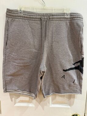 Jordan Men's Gray Athletic Fleece Shorts with Black Jumpman Accent